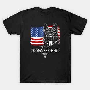 German Shepherd Mom American Flag patriotic dog T-Shirt